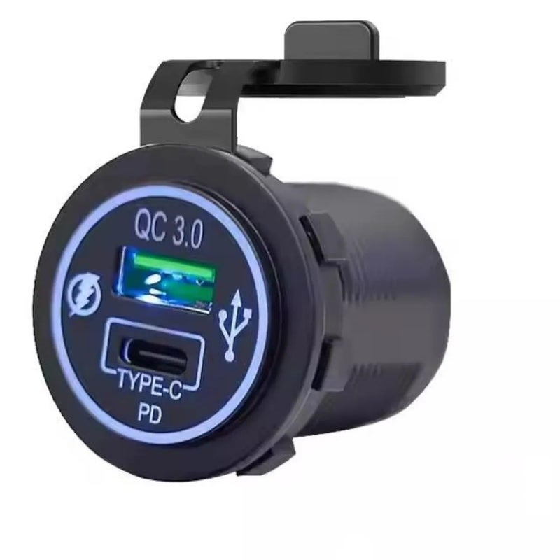 Bluejw Dual Port Car Charger, 30W USB C PD & QC3.0, 12V/24V Universal Car Bus Socket Automobile Charger Adapter - Image 2